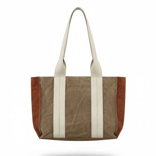 BOLSO TOTTE LONETA Y PIEL DE SERRAJE | CAMEL