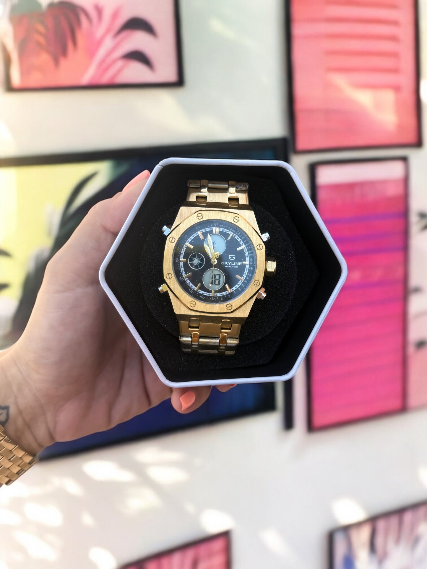 RELOJ UNISEX SKYLINE | GOLD BLACK