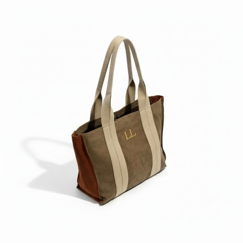 BOLSO TOTTE LONETA Y PIEL DE SERRAJE | CAMEL