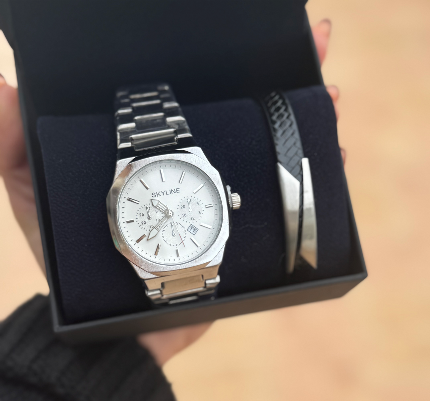 ESTUCHE RELOJ SKYLINE PLATA