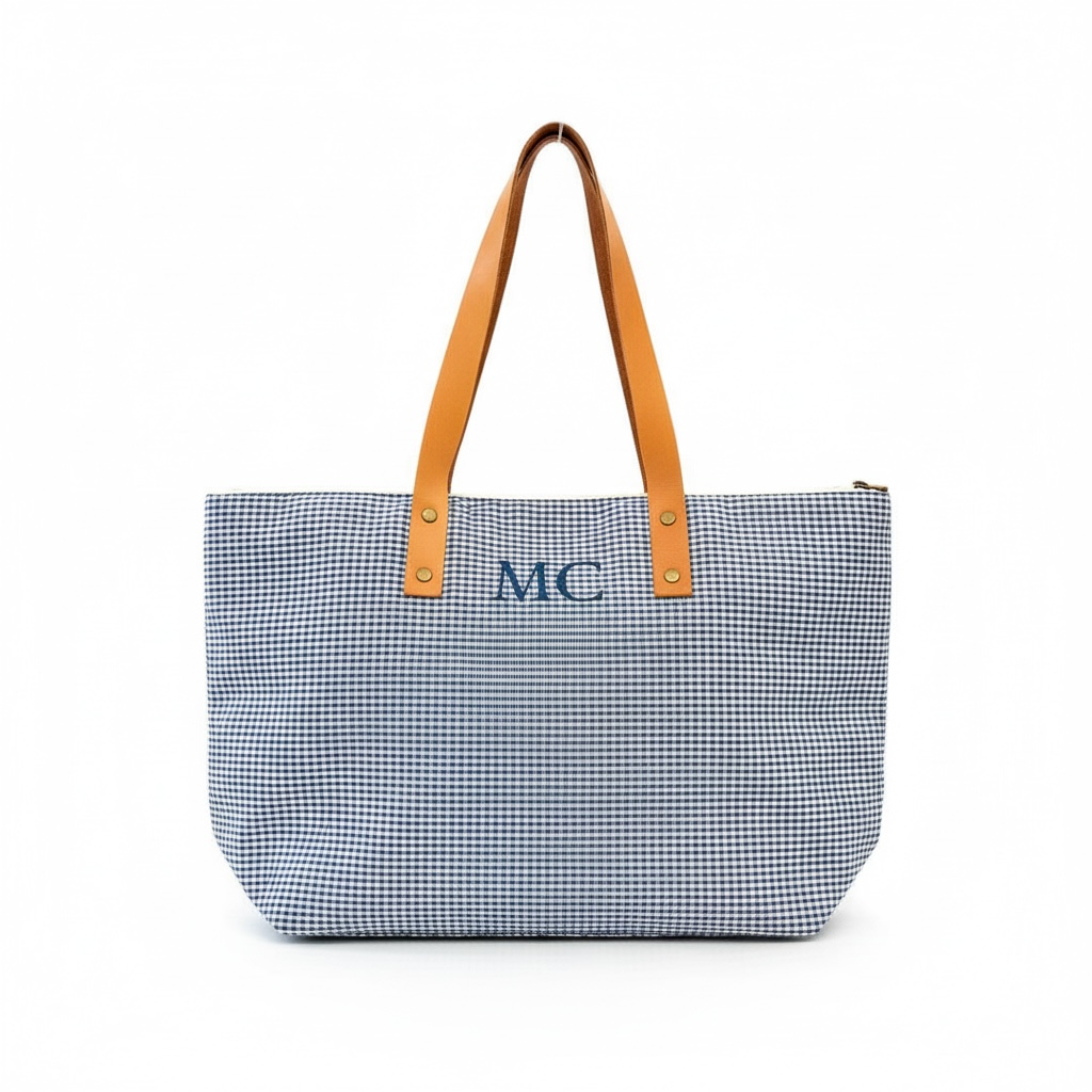 BOLSO LONETA Y PUEL VICHY | AZUL