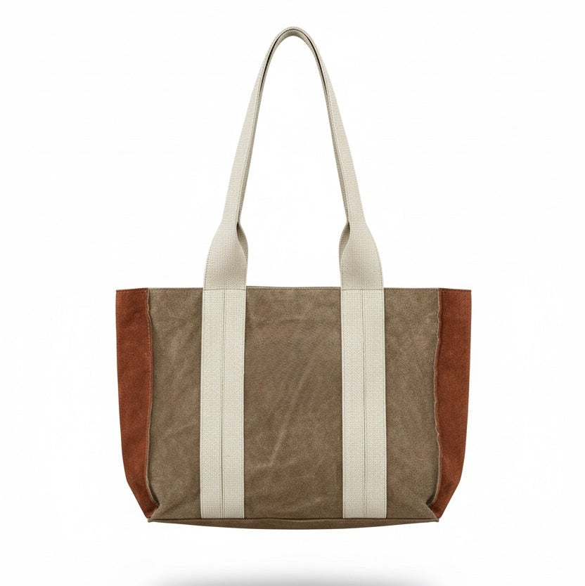 BOLSO TOTTE LONETA Y PIEL DE SERRAJE | CAMEL