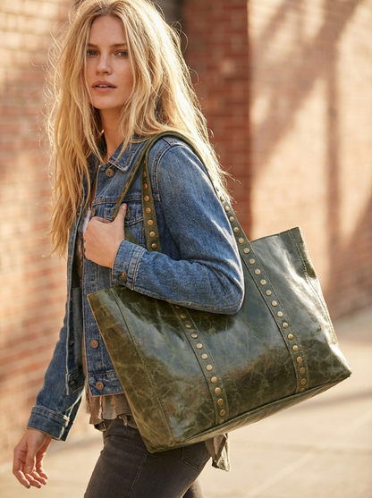 SHOPPER TACHAS PIEL MEZCLADA | GREEN