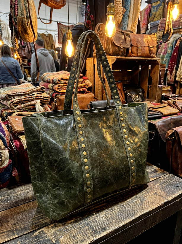 SHOPPER TACHAS PIEL MEZCLADA | GREEN