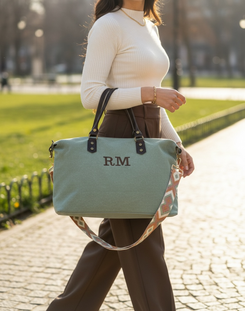 BOLSO SHOPPER LONETA Y PIEL - CAQUI