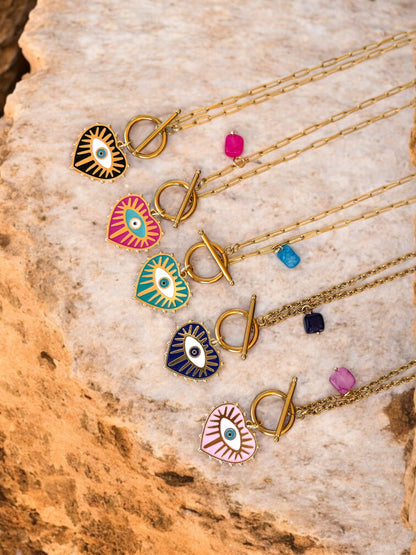 COLLAR CORAZÓN OJO TURCO