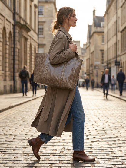 SHOPPER TACHAS PIEL MEZCLADA | TOPO