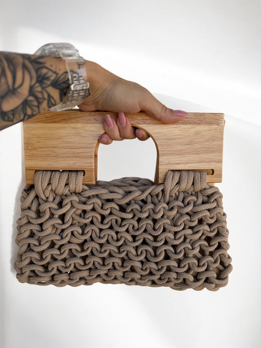 BOLSO MACRAMÉ MADERA TOSTADO