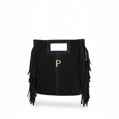 BOLSO FLECOS PIEL | NEGRO