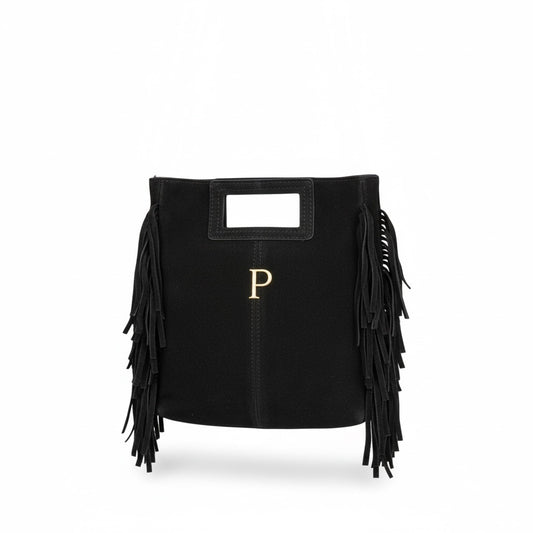 BOLSO FLECOS PIEL | NEGRO