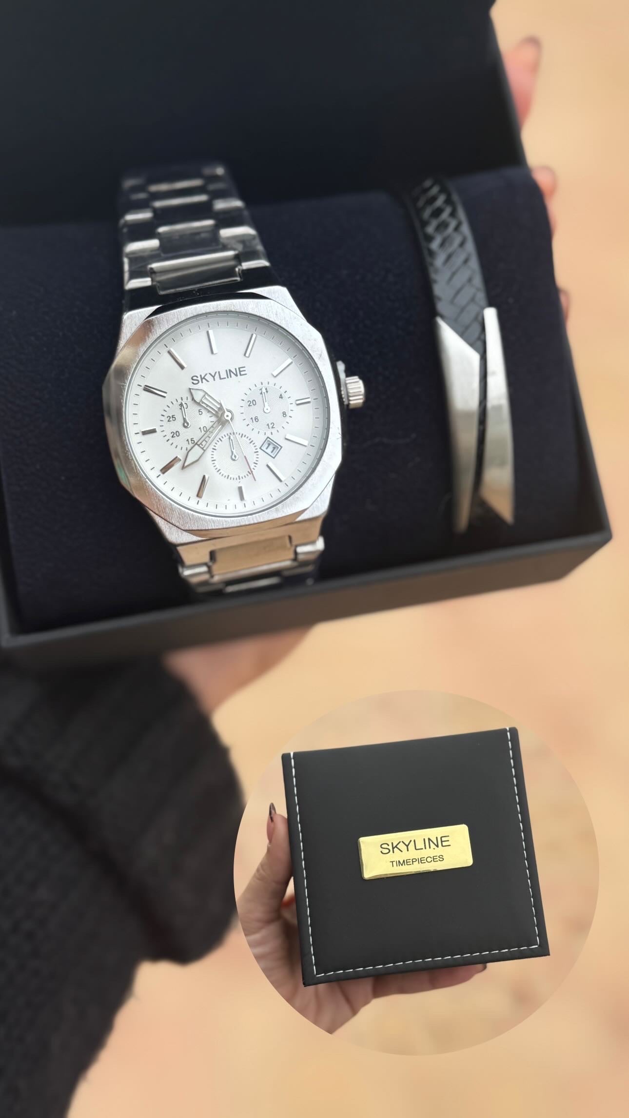 ESTUCHE RELOJ SKYLINE PLATA