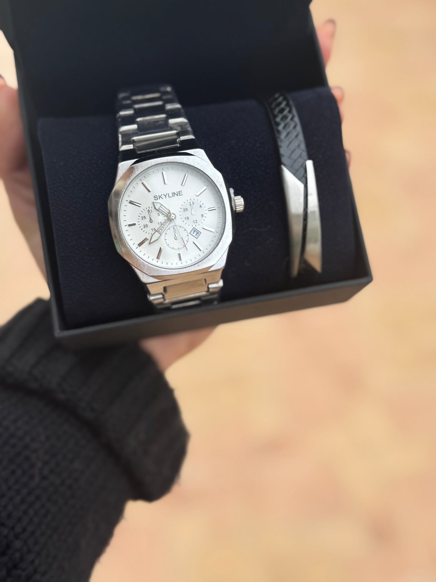 ESTUCHE RELOJ SKYLINE PLATA