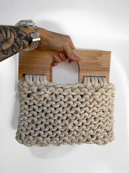 BOLSO MACRAMÉ MADERA BEIGE