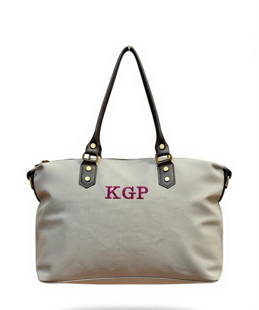 BOLSO SHOPPER LONETA Y PIEL - GRIS CLARO