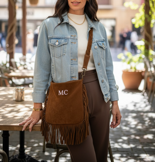 BOLSO SACA BANDOLERA FLECOS - CAMEL