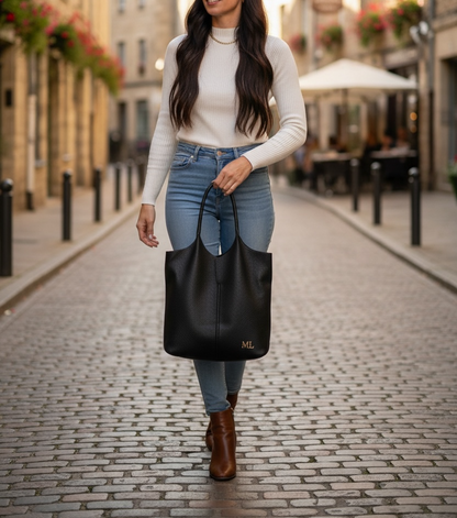 SACA EFECTO PIEL | NEGRO