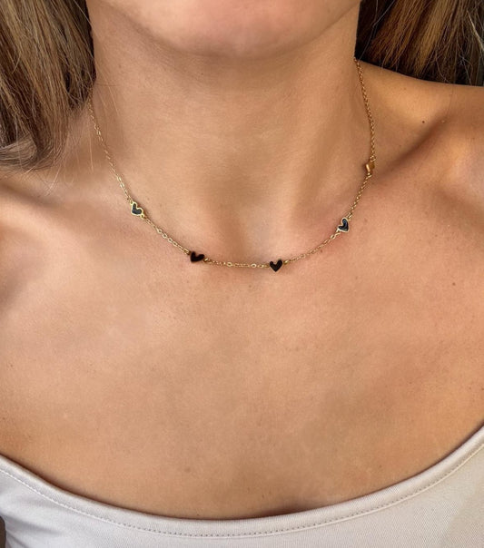 COLLAR MINI CORAZONES BLACK