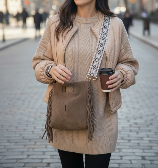 BOLSO FLECOS PIEL | TAUPE
