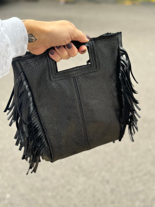 BOLSO PIEL FLECOS METALIZADO