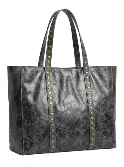 SHOPPER TACHAS PIEL MEZCLADA | GREY