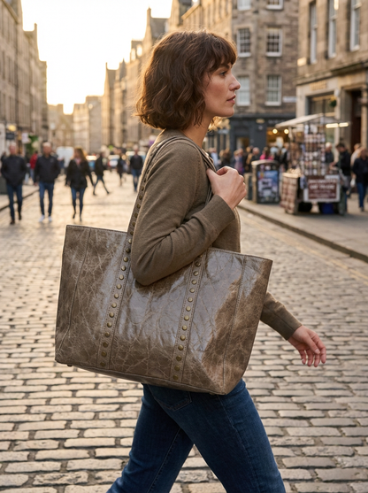 SHOPPER TACHAS PIEL MEZCLADA | TOPO