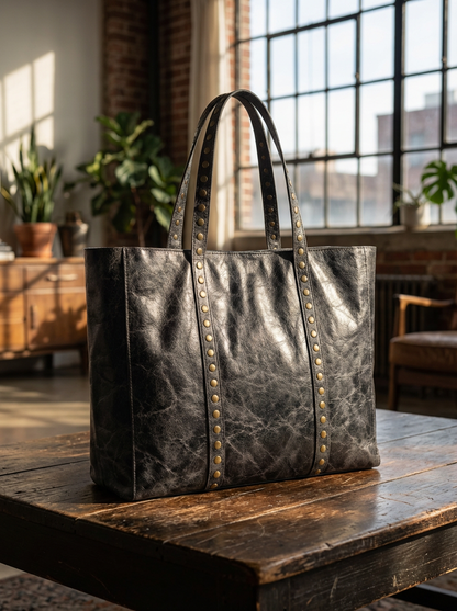 SHOPPER TACHAS PIEL MEZCLADA | GREY