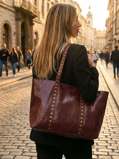 SHOPPER TACHAS PIEL MEZCLADA | BURDEOS