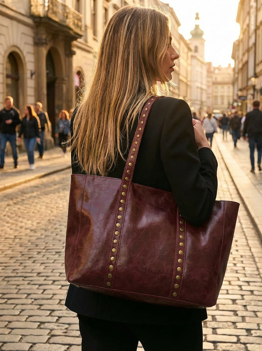 SHOPPER TACHAS PIEL MEZCLADA | BURDEOS