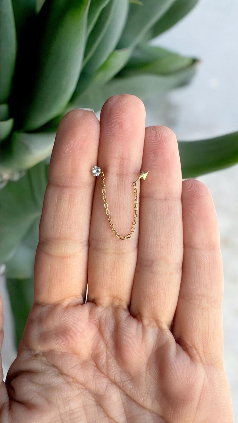 PENDIENTES MINI CADENA RAYO